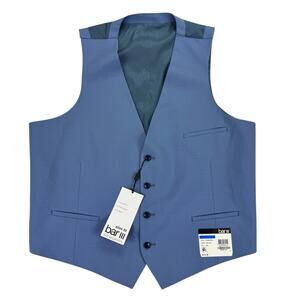 Bar III Mens Slim Fit Stretch Wool Blend Solid Suit Vest Light Blue XL